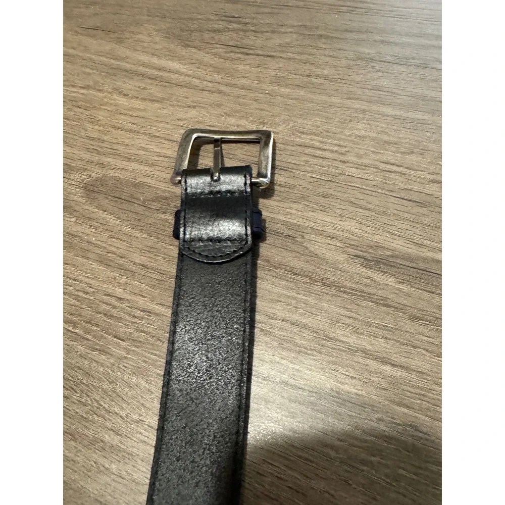 Men's‎ Black Genuine Leather Belt Silver Buckle Size 42/105 Made in Mexico